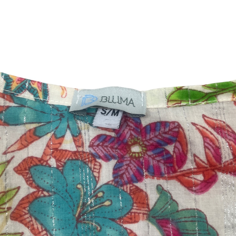 Bluma Small Medium Exotic Silver Thread Tunic Flo… - image 2